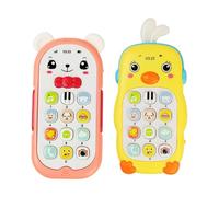 Pretend Play Cellphone With Light And Sound, Compact And Lightweight, Pink/yellow, Cartoon Style Analogue Simulation Phone, Phone Toy, Easy Application, For Home Classroom Playroom