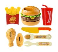 Pretend Play Food - Educational Realistic 8-Piece Simulation - Fast Food Kitchen Pretend Play Set - for Interaction Fine Motor Skills Girls Children Toddler Home School Role Playing