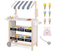 Pretend Play Ice Cream Cart Wooden Grocery Store Supermarket Toy COSTWAY White One Size