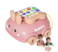 Pretend Play Phone - Telephone Pull Car With Wheels,Educational Learning Toys, Bunny Style, Walking Play Game, Storytelling Fun For Holiday Birthday