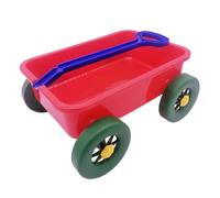 Pretend Play Wagon Toy, Construction Vehicle Beach Game Toy, Pull Car Toy, Sand Toy Trolley for Kids Children Boys Girls, Red