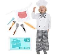 PRETEND TO BEE Chef/Baker Dress Up Bundle, Costume for Kids with 6-Piece Soft Play Cooking Utensils Set and Apron, Ages 3-5 Years