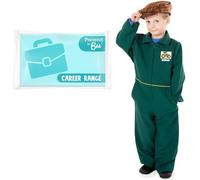 PRETEND TO BEE Farmer Dress Up Costume for Kids, Overalls and Tweed Flat Cap, Green, 5-7 Years