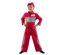 Pretend to Bee Racer Costume for Kids/Toddlers, Unisex, Red Racing Hat and Suit, 3-5 Years