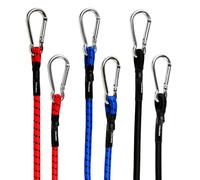 PRETEX 6 Bungee Cords with Carabiner Hooks - 3 Different Lengths & Colours - Heavy Duty Bungee Cord Tie-Down Pack - Bungie Straps w/Strong Coated Rubber