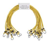 PRETEX Heavy Duty Bungee Cords with Hooks - Set of 12 - Extra Strong Bungees for Camping & Outdoors - Elastic Tie Down Luggage Straps - Universal Cord - 65 cm (23") Long, Yellow