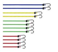 PRETEX Heavy Duty Bungee Cords with Hooks - Set of 12 - Short & Long Bungees for Camping & Outdoors - Small & Large Elastic Tie Down Luggage Straps in 4 Lengths - Multi-colour
