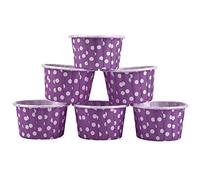 Pretfy 100PCS Mini Cupcake Liners Paper Round Cake Baking Cups - Easy to Remove, Food Grade, Brown Polka Dots (Purple)