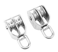Pretfy 2PCS M32 Double Pulley Block, Stainless Steel Roller Wheel, 360° Rotation Pulley for Cable Lifting, 250kg Load Capacity