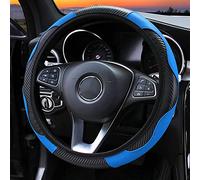 Pretfy 38CM Carbon Fiber Style Non-Slip Car Steering Wheel Cover, Universal Elastic Handle Sleeve for Auto (Black Blue)