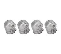 Pretfy 4PCS Universal Tire Valve Cap Set, Skull Style, Design for Cars, Bikes, SUVs, Trucks, Motorcycles (Silver)
