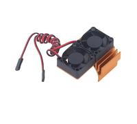 Pretfy DC 5V RC Heat Sink Controlled Speed Fan Motor Radiator Fan Set for Traxxas Slash 4×4 VXL 1/10 RC Car (Gold)