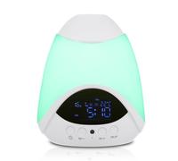 Pretfy Double Alarm Clock Star Projector, Relaxing White Noise and Wireless Speaker, Sleep Sound Machine for Bedroom Ambiance, White Night Light with Remote Control, ABS Material