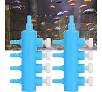 Pretfy Fish Tank Air Universal Accessory Splitter Distributor Pump Blue Plastic 2pcs Adapter Aquarium Oxygen White - Essential Replacement Part (One minute four)