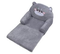 Pretfy Kids Sofa Cartoon Gray Dog Style Foldable Wide Handle Soft Breathable Toddler Chair for Reading, Relaxing, Sleeping (2 Tier)