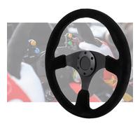 Pretfy Luxurious 6-Screw/Fastener Black Suede Racing Steering Wheel with Horn Button, 350mm/14in Diameter, Best Grip