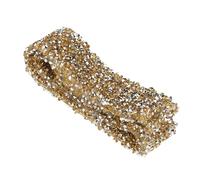 Pretfy Rhinestone Ribbon Mesh Wrap Roll, Sparkle Crystal Ribbon for Wedding Decoration, Black+Blue AB Color, 1 Yard (Crystal Yellow)