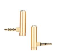 Pretfy Stereo 3.5mm Male to Female Adapter Right Angle Cable Durable Gold-Plated Plug for Portable Electronics Mobile Devices Compact 2PCS (#2)