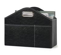 PreTidy PU Leather Magazine Rack Floor foldable Magazine Basket Magazine Holder Organizer Newspaper Storage Bin Document File Holder for Home Office Living Room Table
