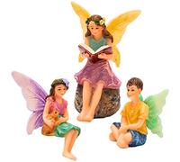 PRETMANNS Fairies for Fairy Garden - Adorable Accessories Kit for an Outdoor Miniature Garden - Boy & Girl Figurines - 3 Items