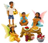 PRETMANNS Fairies for Fairy Garden - Cute Accessories for an Outdoor Miniature Garden - Boy & Girl Figurine Ornament Kit - 9 Colorful & Beautifully Crafted Pieces