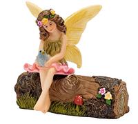 PRETMANNS Fairy Garden Fairies - Cute Accessories for Indoor or Outdoor Miniature Garden - Figurine Vicky on Log - 2 Items