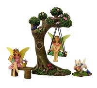 PRETMANNS Outdoor Fairy Garden Ornaments Accessories Kit, 4 Piece Set | Garden Fairies Figurines, Tree Swing & Puppy, Indoor or Outdoor Miniature Gardens