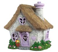 PRETMANNS Solar Fairy Garden House Ornament, Lavender, 19.2 cm High | with Solar Powered LED Lights, for Outdoor Garden, Miniature Cottage Decor, Village Accessories