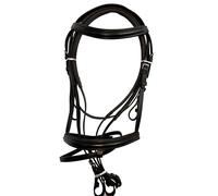 Preto Equestrian Leather Padded Flash Bridle Raised Browband Noseband Premium Quality Grip Rubber Reins Handcrafted Removable Flash Strong Anti slippery Stainless Steel Fittings