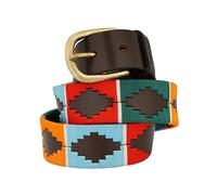 Preto Mens Girls and Womens Premium Polo Belts Belt Leather Ladies Equestrian Unisex Handmade Embroidered Diamond Shape With Strong Threads And Shiny Brass Buckle