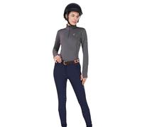 Preto Women's Young Rider Base Layer Top - Long Sleeve Athletic Thermal Shirts - Equestrian Apparel & Gear for Horseback Riding (Grey/Navy, XL)