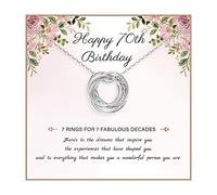 PRETOLE 70th Birthday Gifts for Women 925 Sterling Silver Birthday Necklace 3 4 5 6 7 Decade Interlocking Circles Necklace Happy 30th 40th 50th 60th 70th Birthday Necklaces for Daughter Mom Jewelry