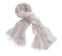 PretPrettystern Mottled Tone on Tone Plain Ladies Men 100% Linen Cool Summer Long Scarf - T08 natural