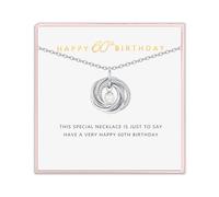 PRETTERY 60th Birthday Gifts for Women, Silver Birthday Necklace with Pearl 6 Interlocking Circles Birthday Present with Card for Daughter Mum Sister Grandma