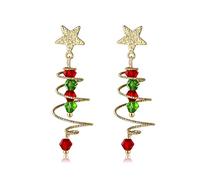 PRETTERY 925 Sterling Silver Christmas Drop Earrings, Hypoallergenic Christmas Tree Hook Earrings for Women Girls, Gifts for Christmas Xmas Party Winter Holiday