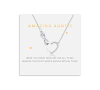 PRETTERY Gifts for Auntie, Auntie Necklace from Nephew Infinity Love Heart Necklaces with Cubic Zirconia Silver Pendants for Women Auntie Birthday Christmas Mothers Day Gifts