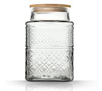Large Glass Storage Jar, 60 FL OZ Glass Food Storage Containers with Bamboo Lid, Kitchen Containers Cereal Canisters Decorative Jar for Candy Snack Cookies Coffee Tea Nuts Airtight Glass Jars (Square)