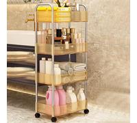 Prettiee 4-Tier Acrylic Rolling Storage Cart - Mobile Utility Trolley for Kitchen, Bathroom & Living Room - Stylish with Easy Mobility, Versatile Storage Solution for Home & Office