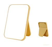 Prettiee Bathroom Mirror Home Makeup Mirror Female Desktop can Stand High Definition Vanity Mirror Dormitory Students Portable Folding Mirror Square can Stand Mirror Bathroom Mirror Free Standing (Ye