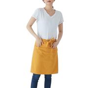 Prettiee Cotton Bistro Half Apron with 3 Pockets Craft Waist Apron for Cooking Baking Gardening ArtGrey,One Size (Yellow One Size)