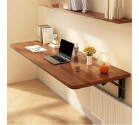 Prettiee Foldable Wall Desk, Floating Writing Table, Adjustable Standing Desk, Wall-Mounted Folding Shelf, Space-Saving Workstation for Home, Office, Kitchen - White, 15.7"x47.2" (Walnut 9.4x15.7in/2