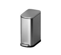 Prettiee Garbage Bin Stainless Steel Trash Can with Lid, Step Pedal, Removable Bucket for Narrow Spaces, Office Trash Can (Silver)