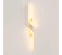Prettiee Linear Wall Sconce Lighting LED Wall Light Fixture Long Strip Wall Lamp Geometric Hardwired Sconces Line Wall Lights for Living Room Sofa Background Bedroom Hallway (Glod 80cm)