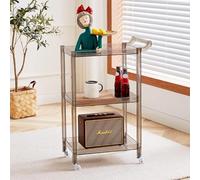 Prettiee Slim Rolling Storage Cart, 3-Tier Acrylic Utility Trolley with Wheels & Handle, Mobile Bar Serving Cart for Kitchen, Dining, and Living Room nization (E)