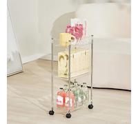 Prettiee Slim Rolling Storage Cart - Movable Acrylic Trolley for Kitchen, Bathroom, Living Room & Laundry - Space-Saving, Multi-Purpose Utility Cart for Easy Storage & Quick Access (Clear 3 Tier)