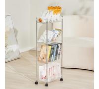 Prettiee Slim Rolling Storage Cart - Movable Acrylic Trolley for Kitchen, Bathroom, Living Room & Laundry - Space-Saving, Multi-Purpose Utility Cart for Easy Storage & Quick Access (Clear 4 Tier)