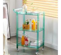 Prettiee Slim Rolling Utility Cart - 3-Tier Mobile Acrylic Bar Trolley, Multi-Functional Storage Cart for Kitchen, Bathroom, Office, Easy-Glide Wheels, Stylish nizing Solution (D)
