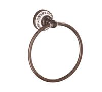 Prettiee Vintage Brass Bathroom Hardware Set with Dual Tiers Towel Rack Wall Mounted Shelf Hooks Paper Holder Ring and Coat Hook Brown Antique Finish (Towel Ring)