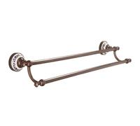 Prettiee Vintage Brass Bathroom Hardware Set with Dual Tiers Towel Rack Wall Mounted Shelf Hooks Paper Holder Ring and Coat Hook Brown Antique Finish (Double Towel Rack)