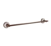 Prettiee Vintage Brass Bathroom Hardware Set with Dual Tiers Towel Rack Wall Mounted Shelf Hooks Paper Holder Ring and Coat Hook Brown Antique Finish (Single Towel Rack)